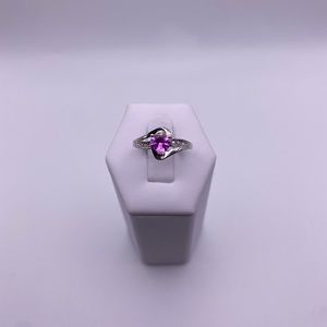 10k white gold pink topaz and diamonds ring